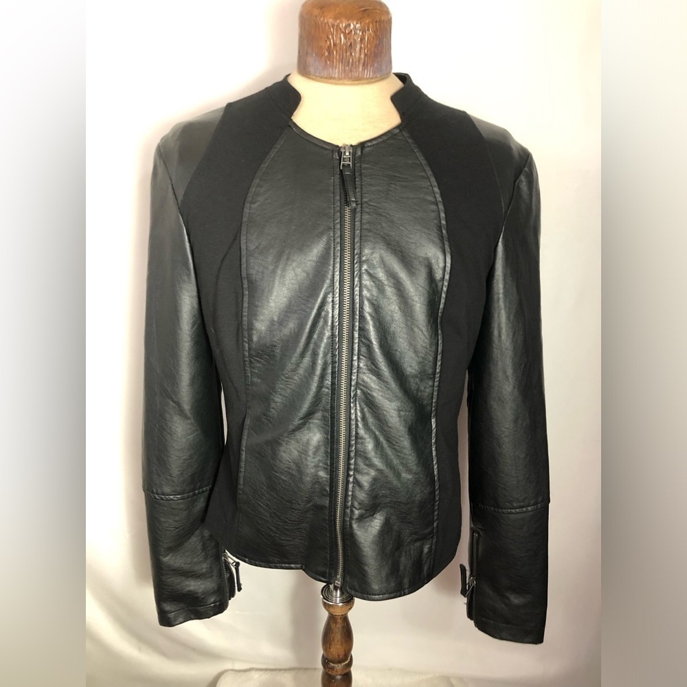 Women’s Black Faux Leather Jacket. Large. Le Chateau. Like New. - Picture 1 of 7